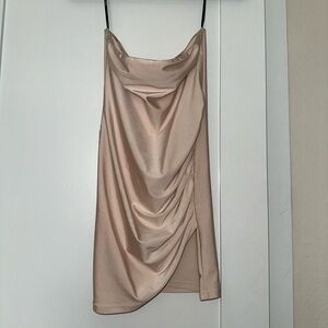 Strapless, cream, bodycon, mini dress